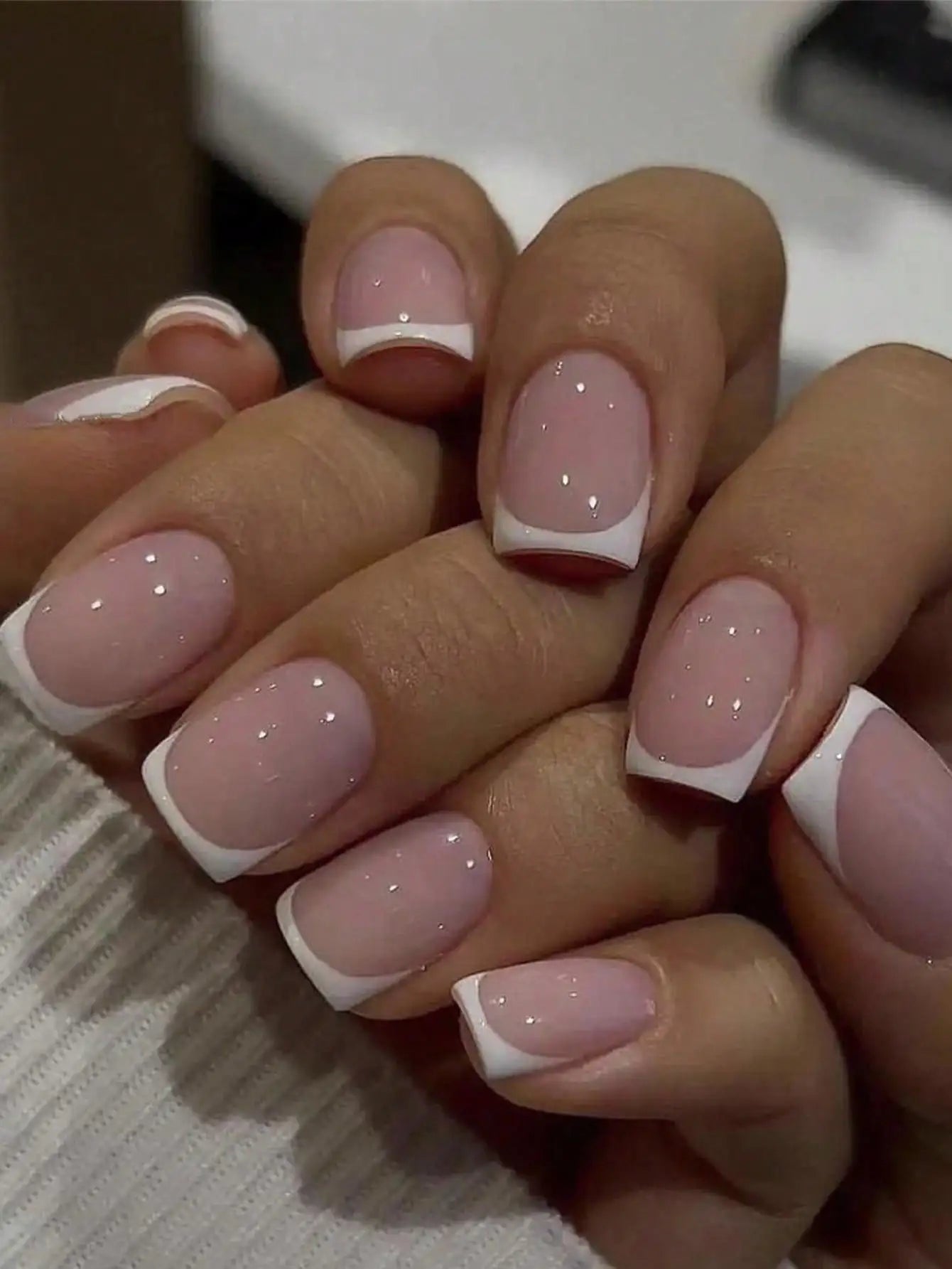 Press-On Nails French Manucure Cœur – Style Y2K & Carré Court